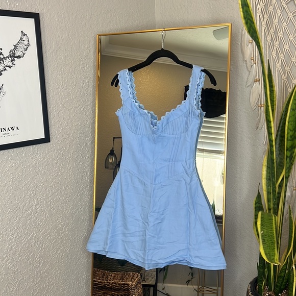 HOUSE OF CB 'Tilly' Blue Pin Tuck Mini Dress NWOT - Picture 8 of 11